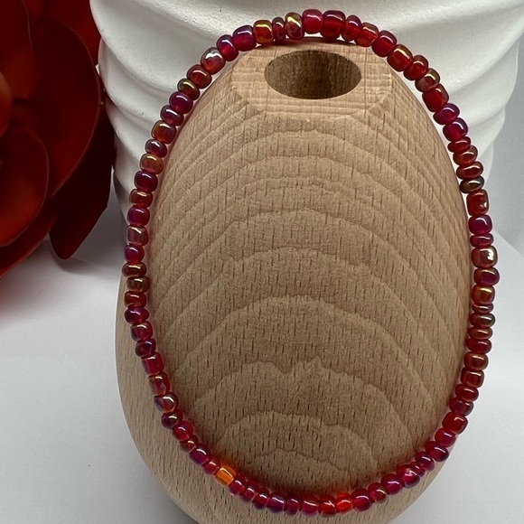 STRETCH Beaded Anklet Red Rainbow - Picture 3 of 13
